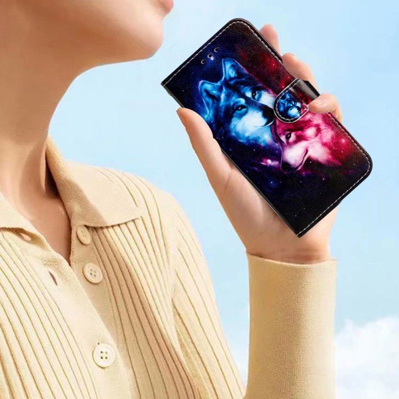 Fodral Xiaomi Redmi A1 Med Kedjar Två Vargar I Remmar