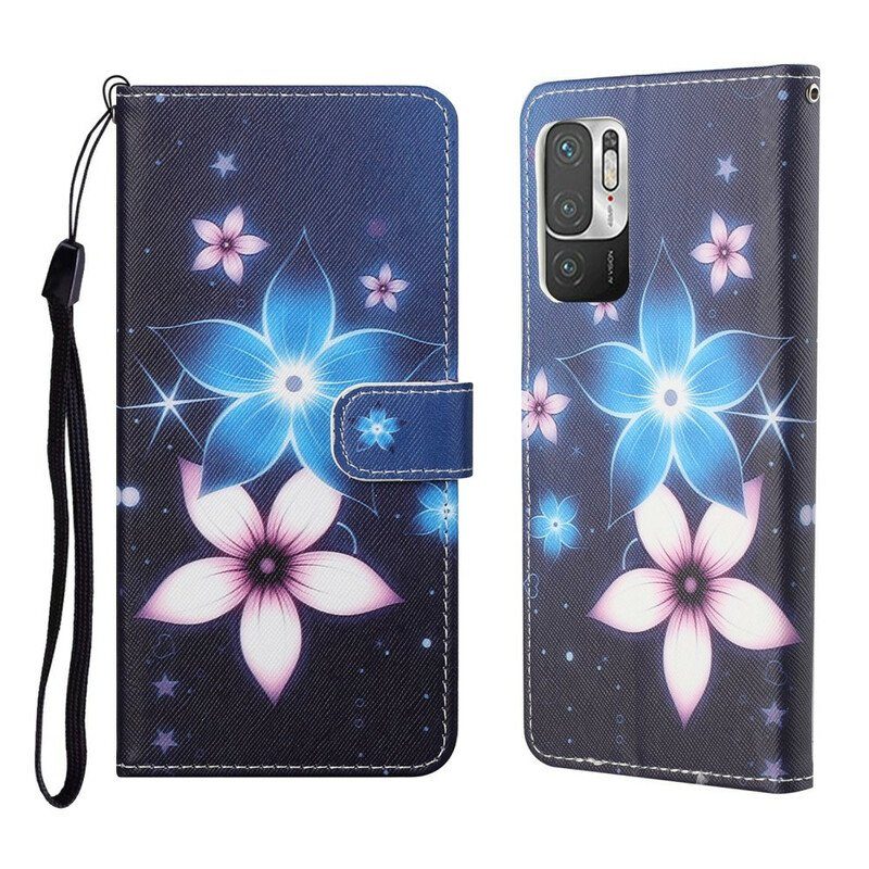 Fodral Xiaomi Redmi Note 10 5G Med Kedjar Lunar Strap Blommor