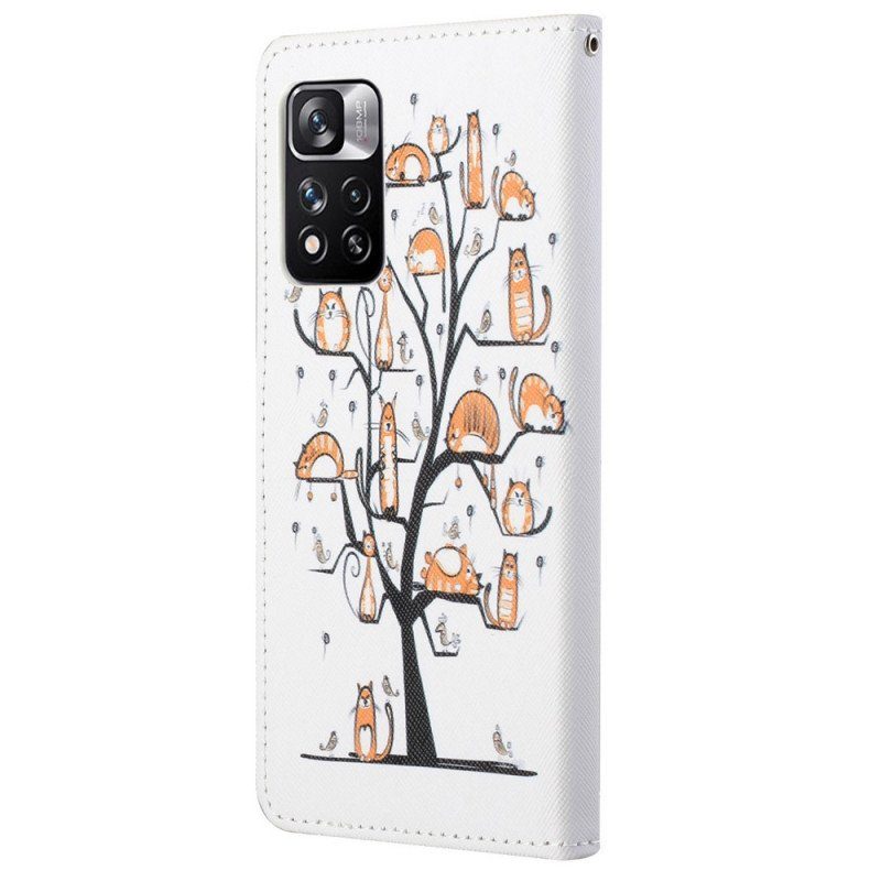 Fodral Xiaomi Redmi Note 11 Pro / 11 Pro 5G Med Kedjar Funky Cats Med Rem