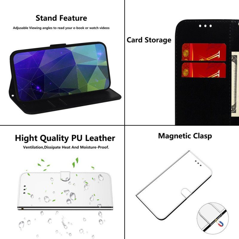 Fodral Xiaomi Redmi Note 12 5G Imiterat Spegelläder Med Rem
