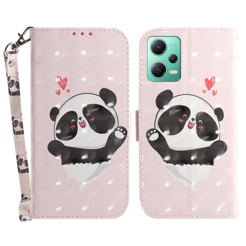 Fodral Xiaomi Redmi Note 12 5G Med Kedjar Panda Love Med Snodd
