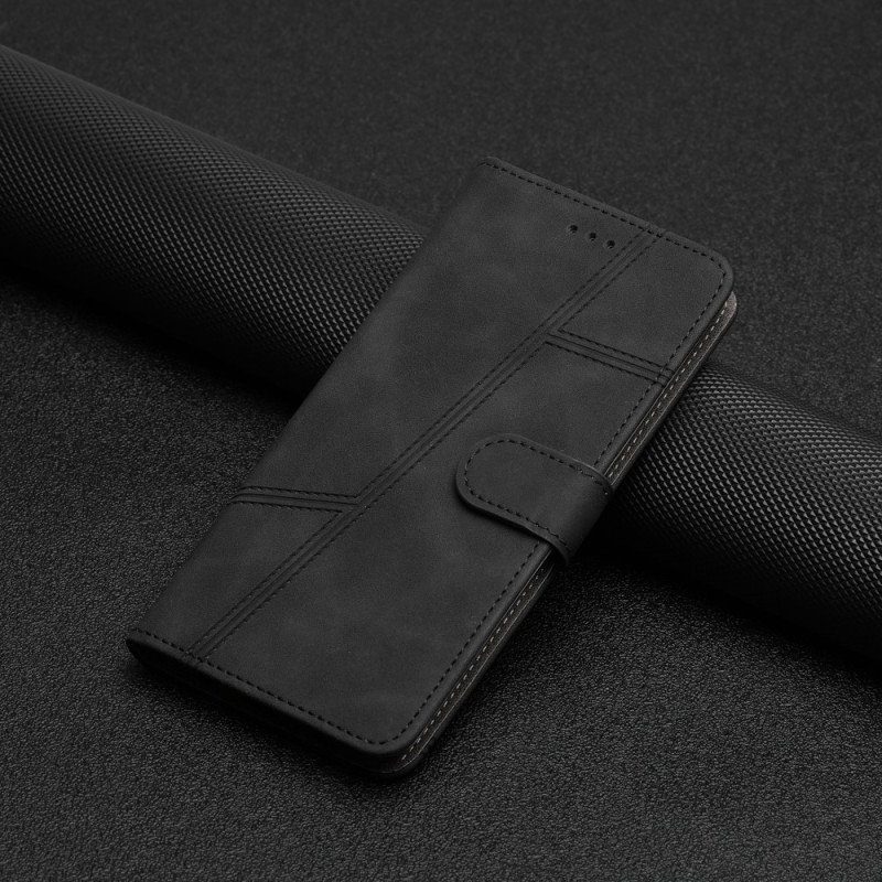 Fodral Xiaomi Redmi Note 12 5G Med Kedjar Strappy Geometrisk Läderstil