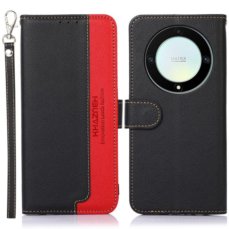 Folio-fodral Honor Magic 5 Lite Lychee Style Rfid Khazneh