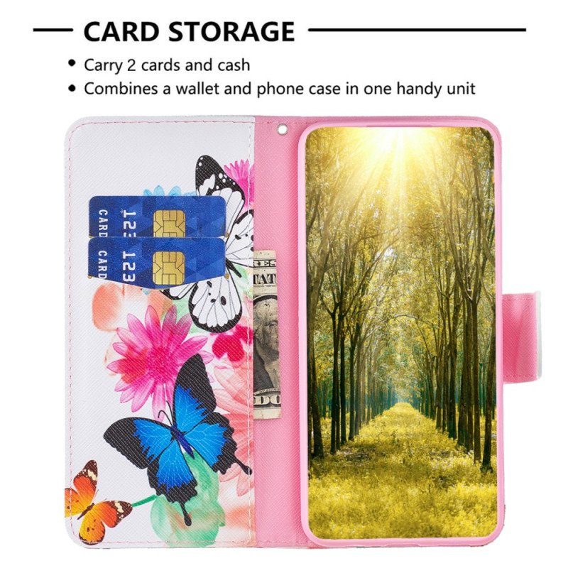 Folio-fodral iPhone 15 Plus Akvarellfjärilar