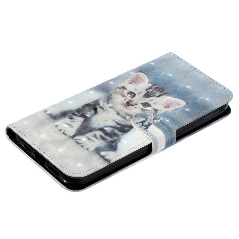 Folio-fodral iPhone 15 Pro Med Kedjar 3d-kattunge Med Rem