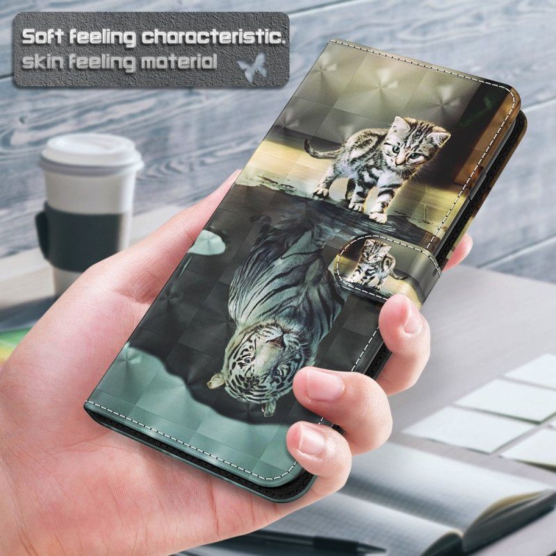 Folio-fodral iPhone 15 Pro Med Kedjar 3d Kitten Dream Med Rem