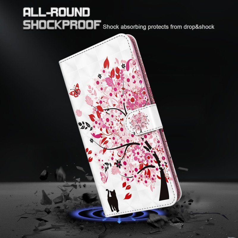 Folio-fodral iPhone 15 Pro Med Kedjar Under Det Röda Trädet 3d Med Rem