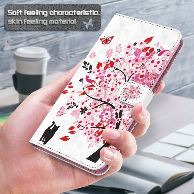 Folio-fodral iPhone 15 Pro Med Kedjar Under Det Röda Trädet 3d Med Rem
