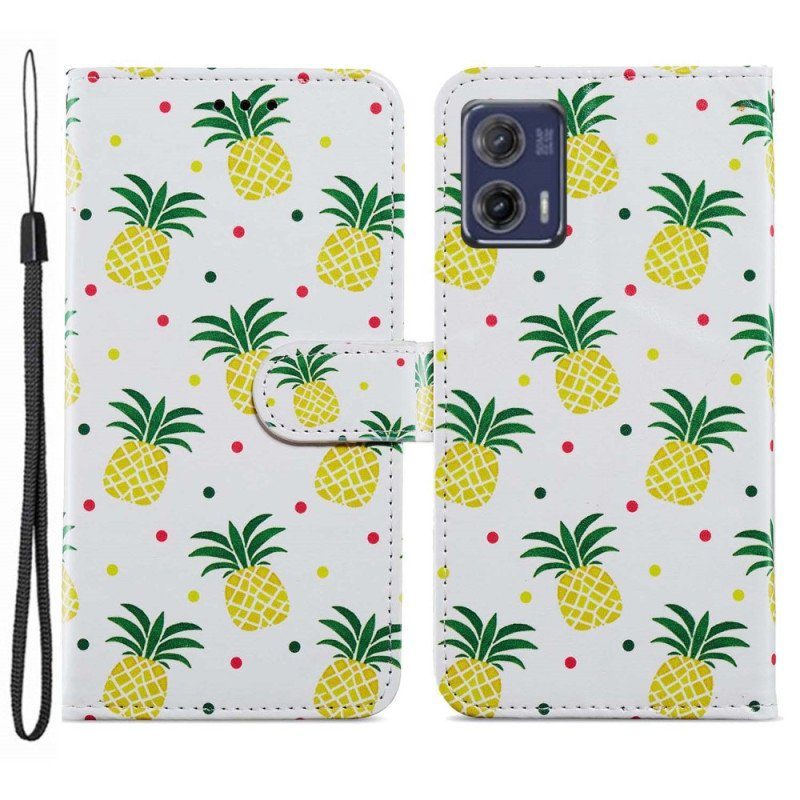 Folio-fodral Moto G73 5G Med Kedjar Strappy Ananas