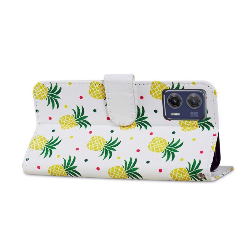 Folio-fodral Moto G73 5G Med Kedjar Strappy Ananas