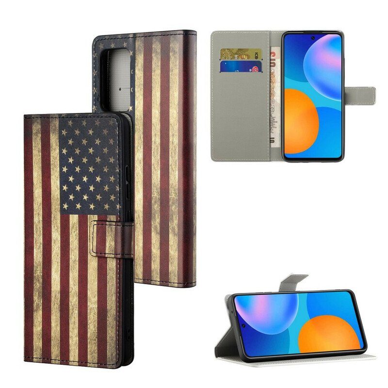 Folio-fodral Poco M3 Pro 5G Amerikanska Flaggan