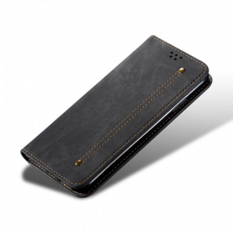 Folio-fodral Poco M5s Läderfodral Denim Tyg