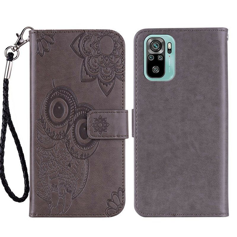 Folio-fodral Poco M5s Uggla Mandala Och Lanyard