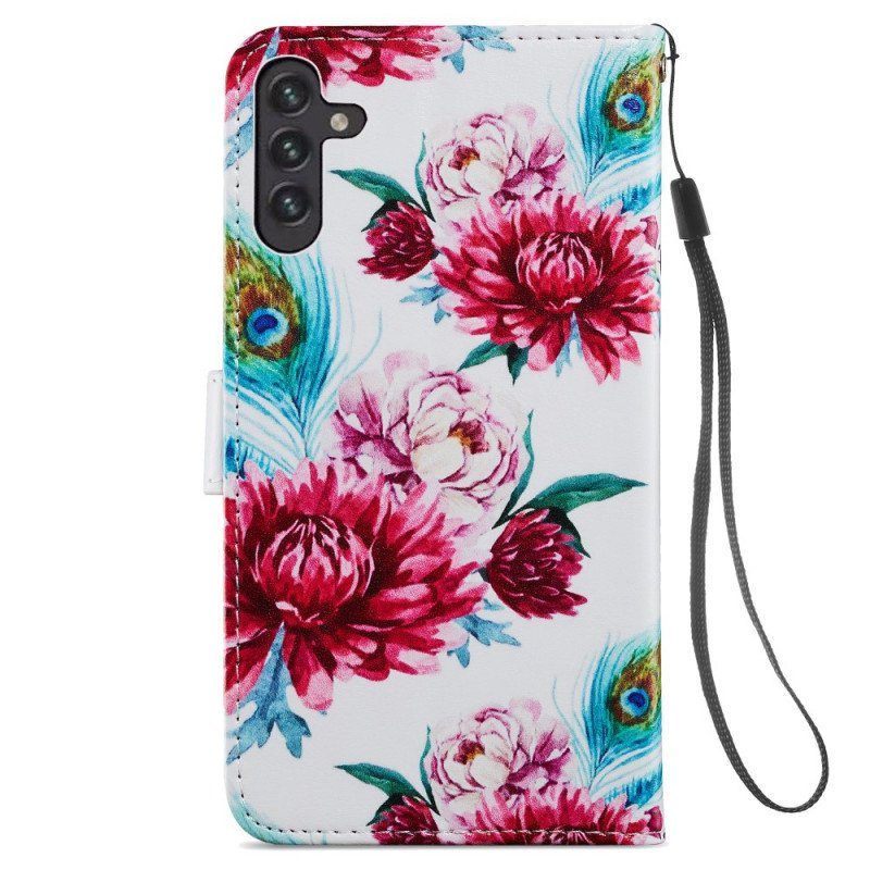 Folio-fodral Samsung Galaxy A13 5G / A04s Intensiva Blommor