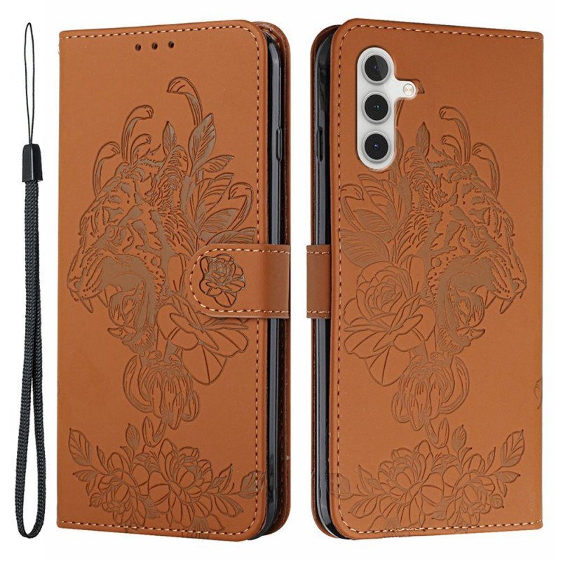 Folio-fodral Samsung Galaxy A13 5G / A04s Med Kedjar Barock Strappy Tiger