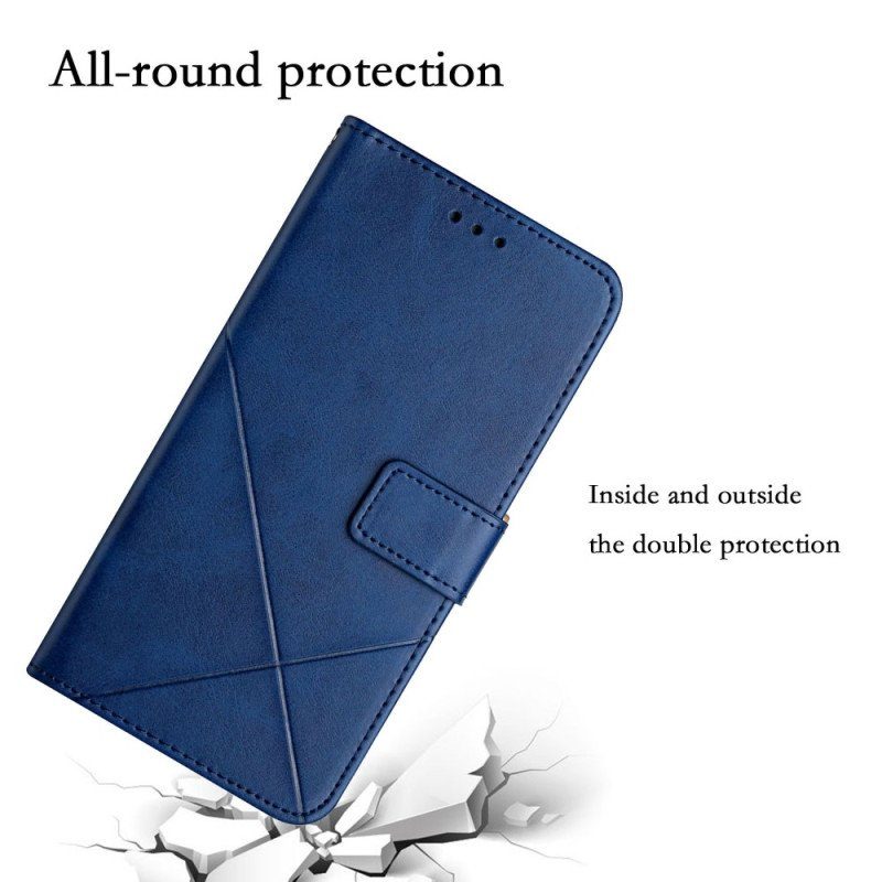 Folio-fodral Samsung Galaxy A14 / A14 5G Med Kedjar Strappy Geometrisk Läderstil