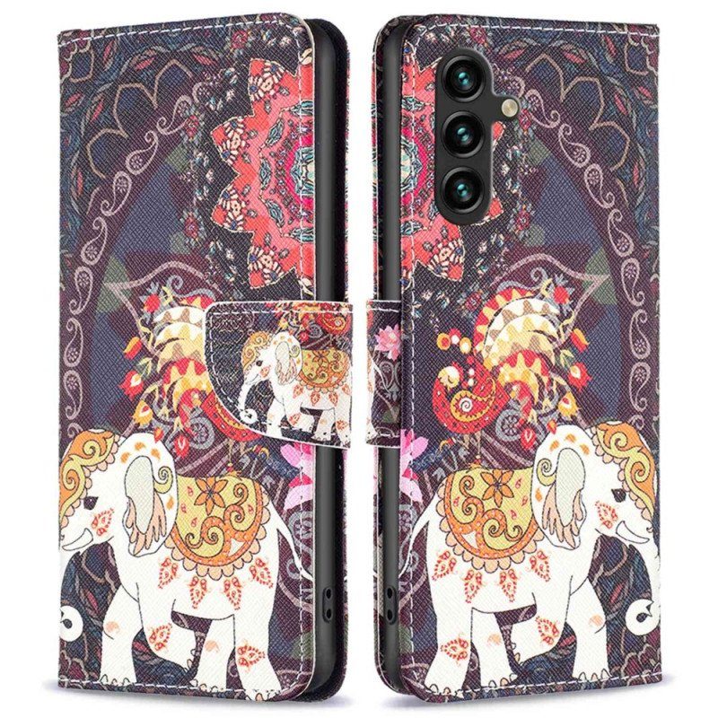 Folio-fodral Samsung Galaxy A14 / A14 5G Tribal Elefant