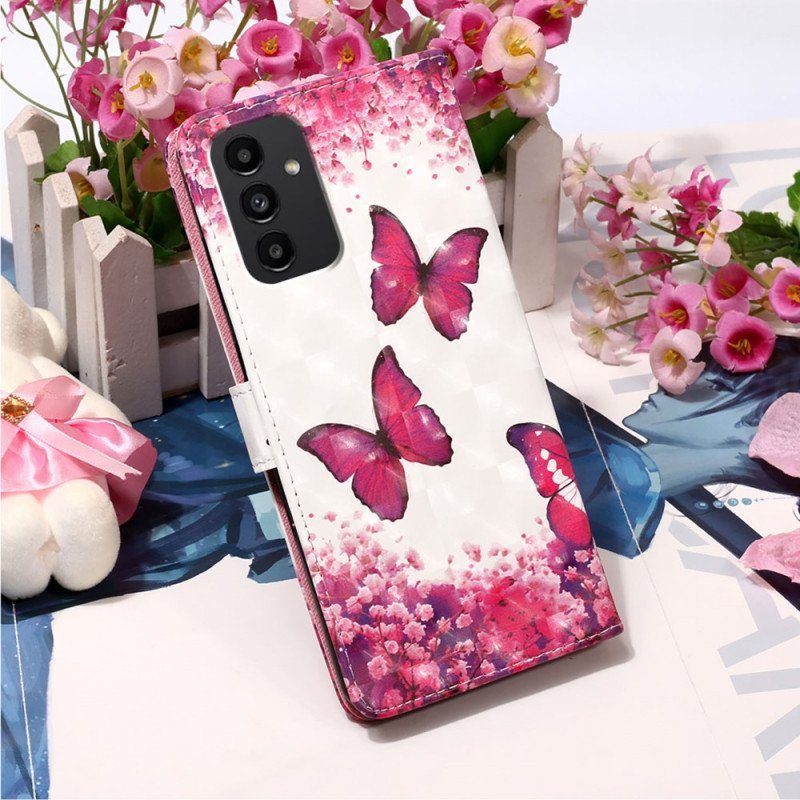 Folio-fodral Samsung Galaxy A54 5G Med Kedjar Flight Of Butterflies I Lanyard