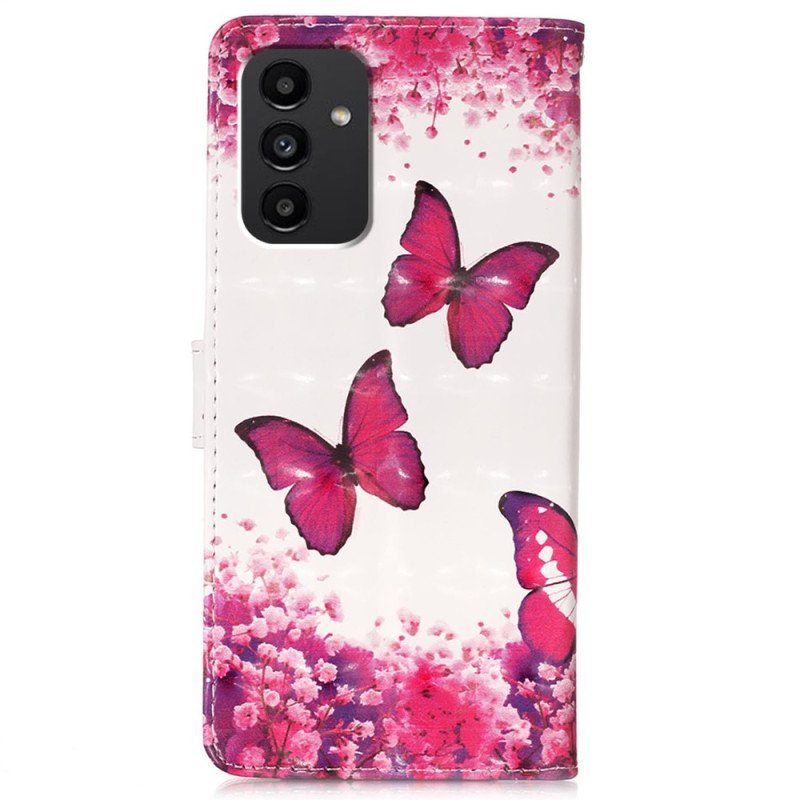 Folio-fodral Samsung Galaxy A54 5G Med Kedjar Flight Of Butterflies I Lanyard