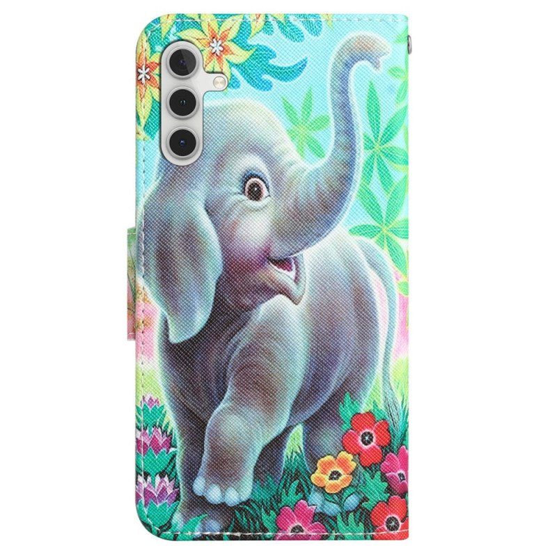 Folio-fodral Samsung Galaxy A54 5G Med Kedjar Glad Elefant Med Snodd