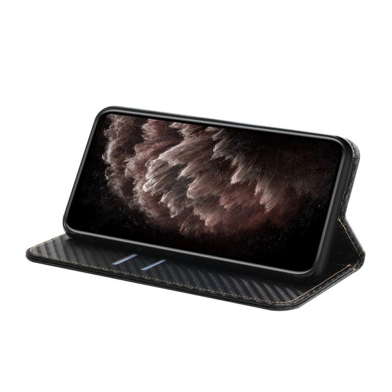 Folio-fodral Samsung Galaxy A54 5G Med Kedjar Läderfodral Strappy Carbon Fiber Style