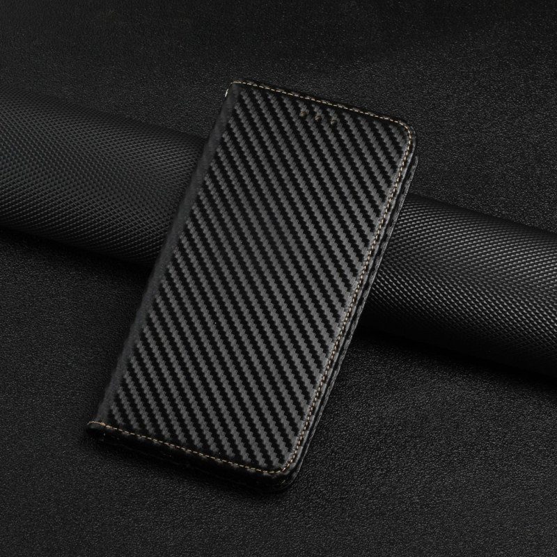 Folio-fodral Samsung Galaxy A54 5G Med Kedjar Läderfodral Strappy Carbon Fiber Style