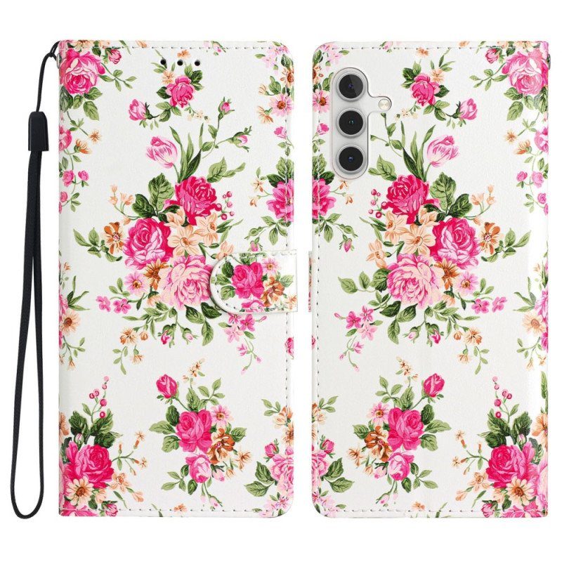 Folio-fodral Samsung Galaxy A54 5G Med Kedjar Rem Liberty Flowers