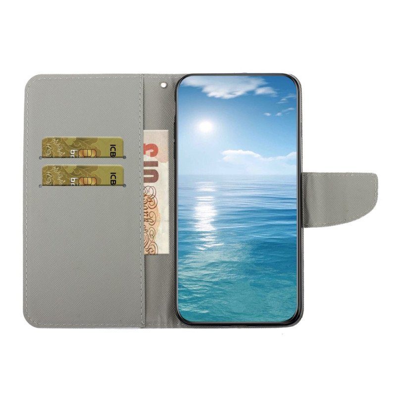 Folio-fodral Samsung Galaxy A54 5G Med Kedjar Strappy I Marmor Och Glitter