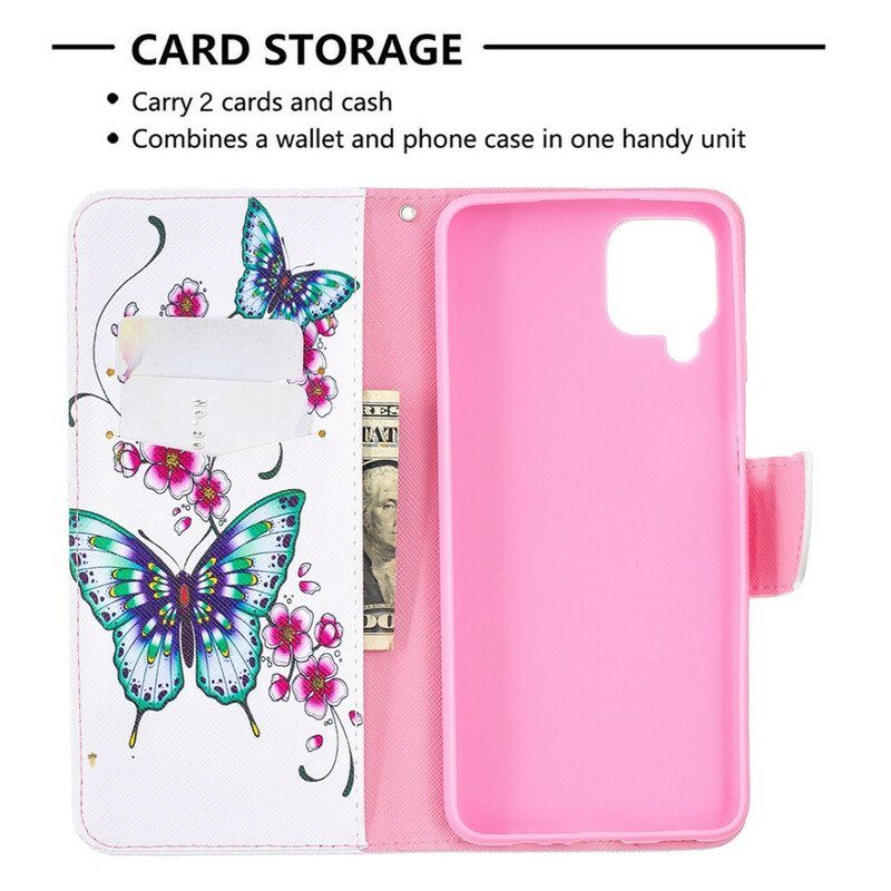 Folio-fodral Samsung Galaxy M12 / A12 Butterflies Kings