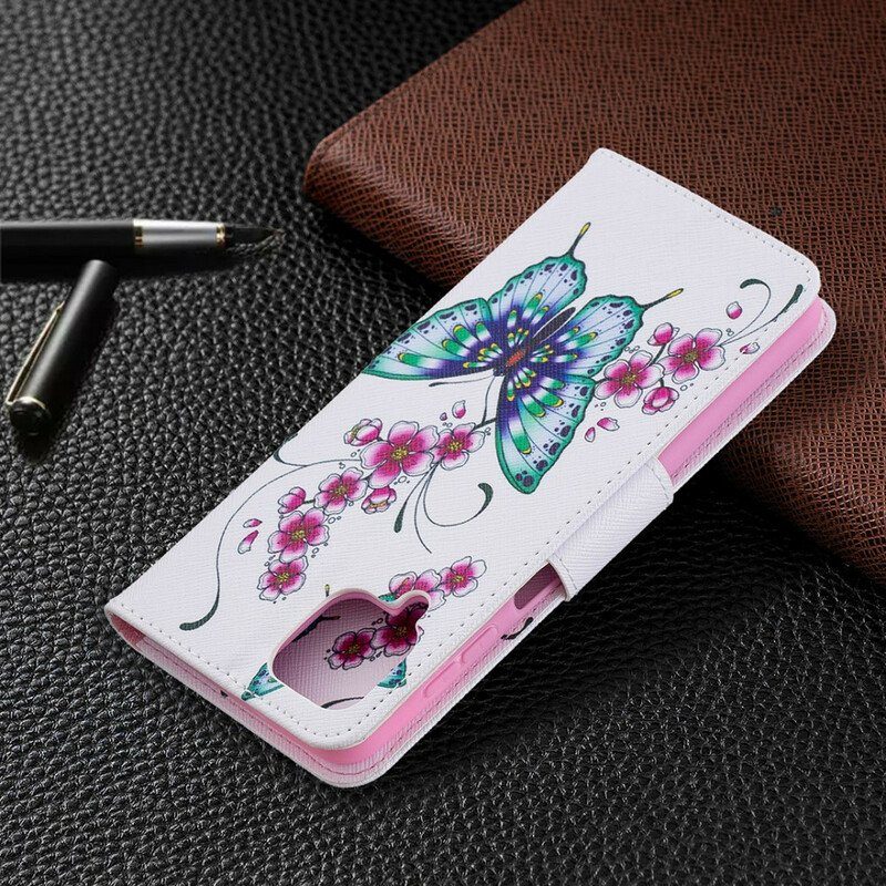 Folio-fodral Samsung Galaxy M12 / A12 Butterflies Kings