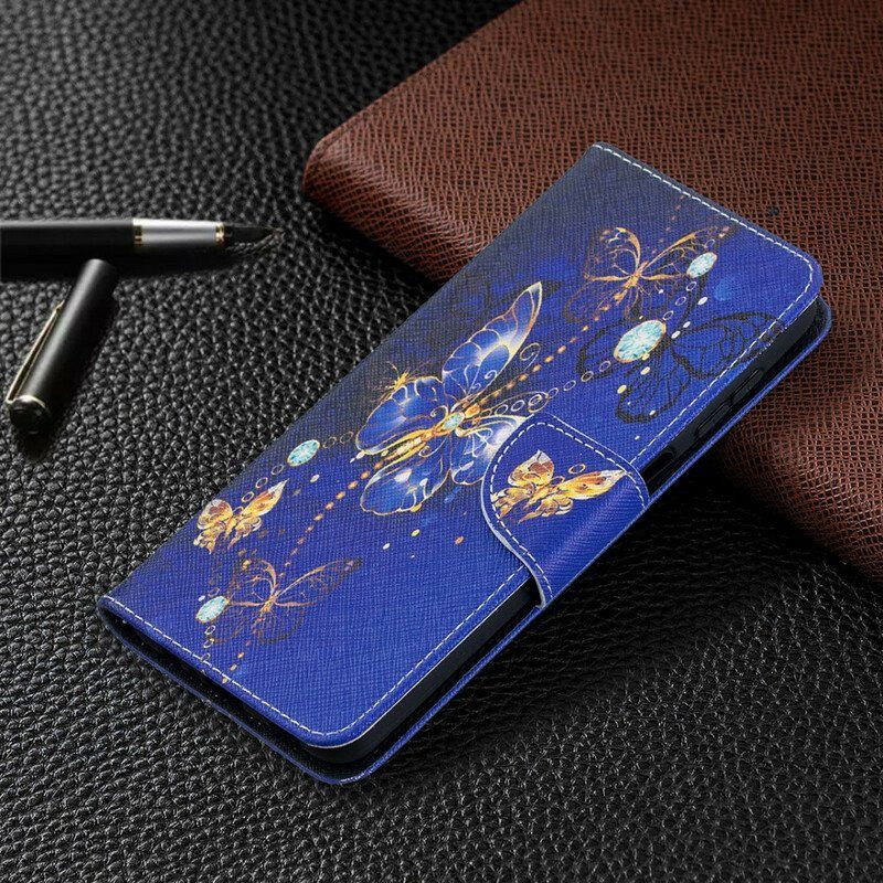 Folio-fodral Samsung Galaxy M12 / A12 Gyllene Fjärilar