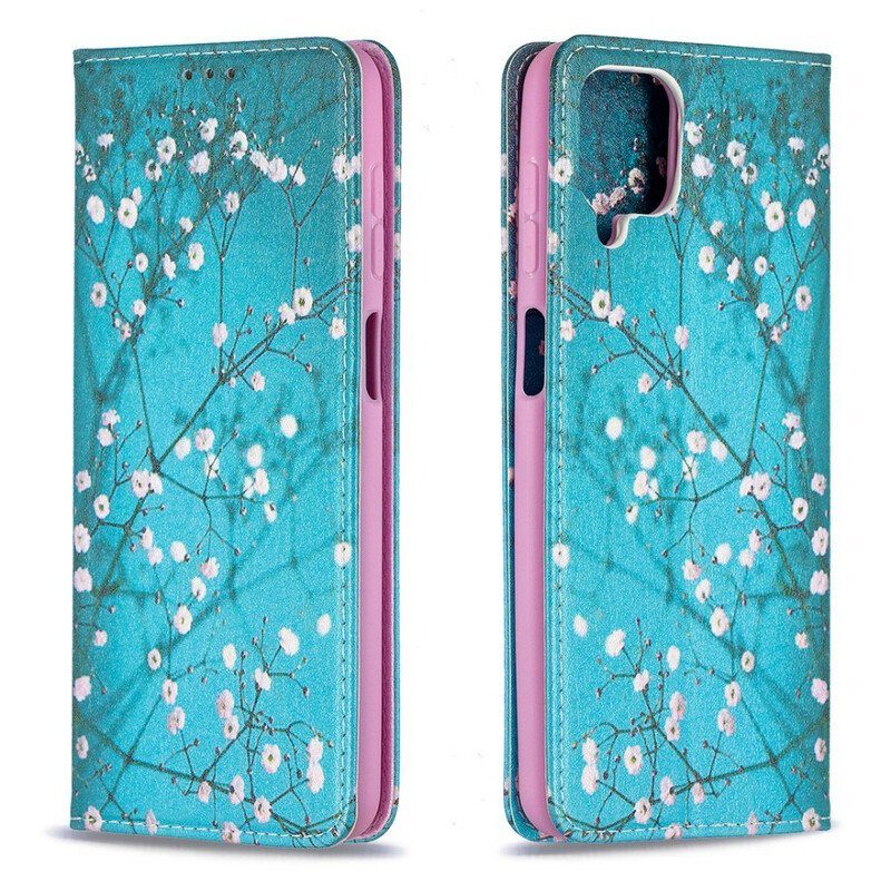 Folio-fodral Samsung Galaxy M12 / A12 Läderfodral Blommande Grenar