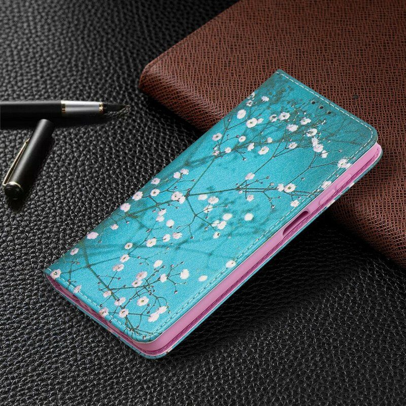 Folio-fodral Samsung Galaxy M12 / A12 Läderfodral Blommande Grenar