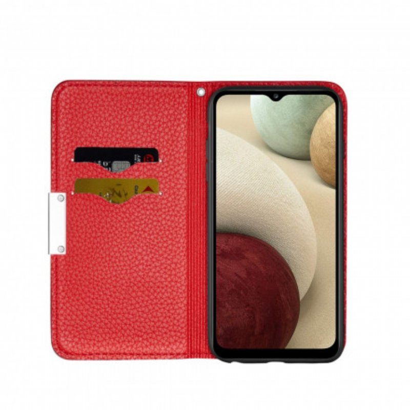 Folio-fodral Samsung Galaxy M12 / A12 Läderfodral Litchi Ultra Chic I Konstläder