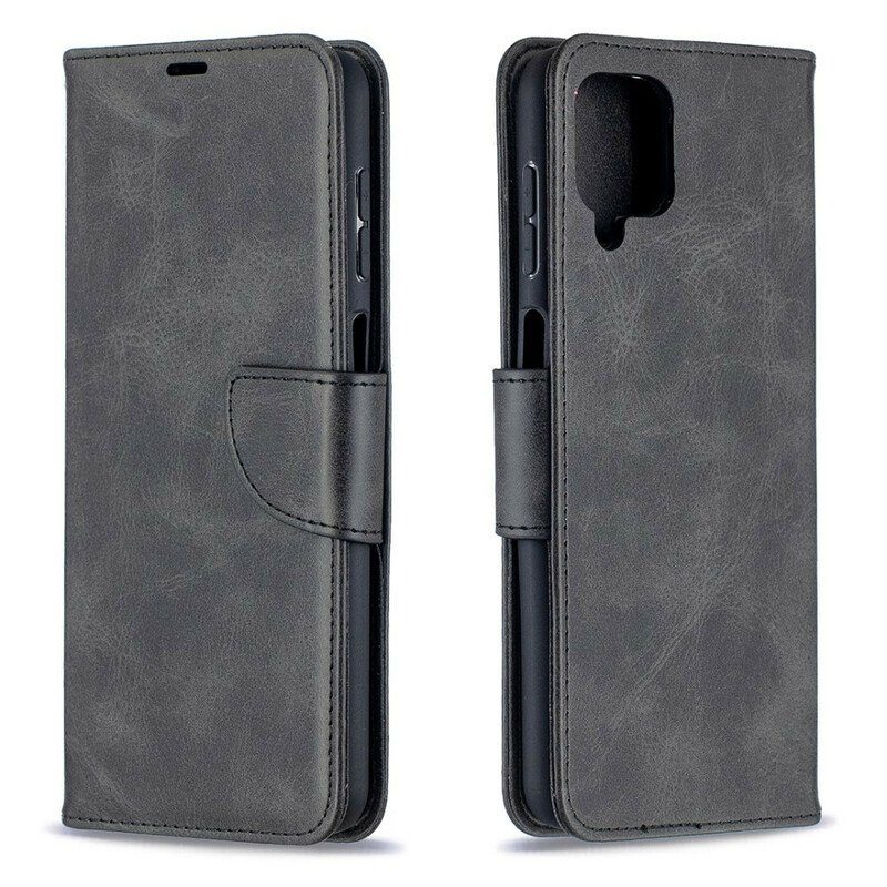 Folio-fodral Samsung Galaxy M12 / A12 Läderfodral Slät Flap Sned