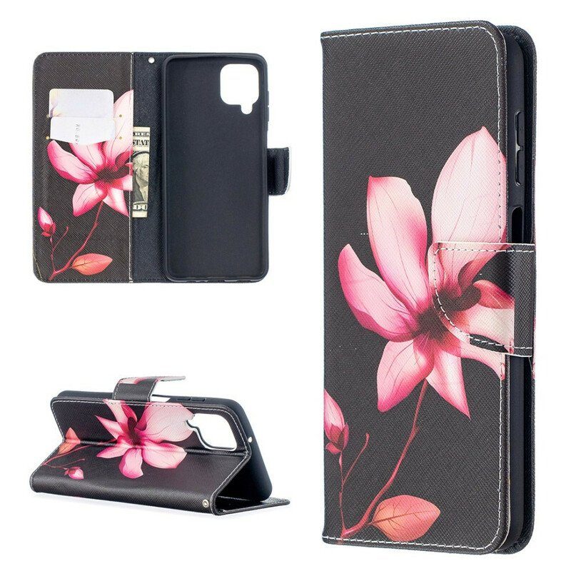 Folio-fodral Samsung Galaxy M12 / A12 Rosa Blomma