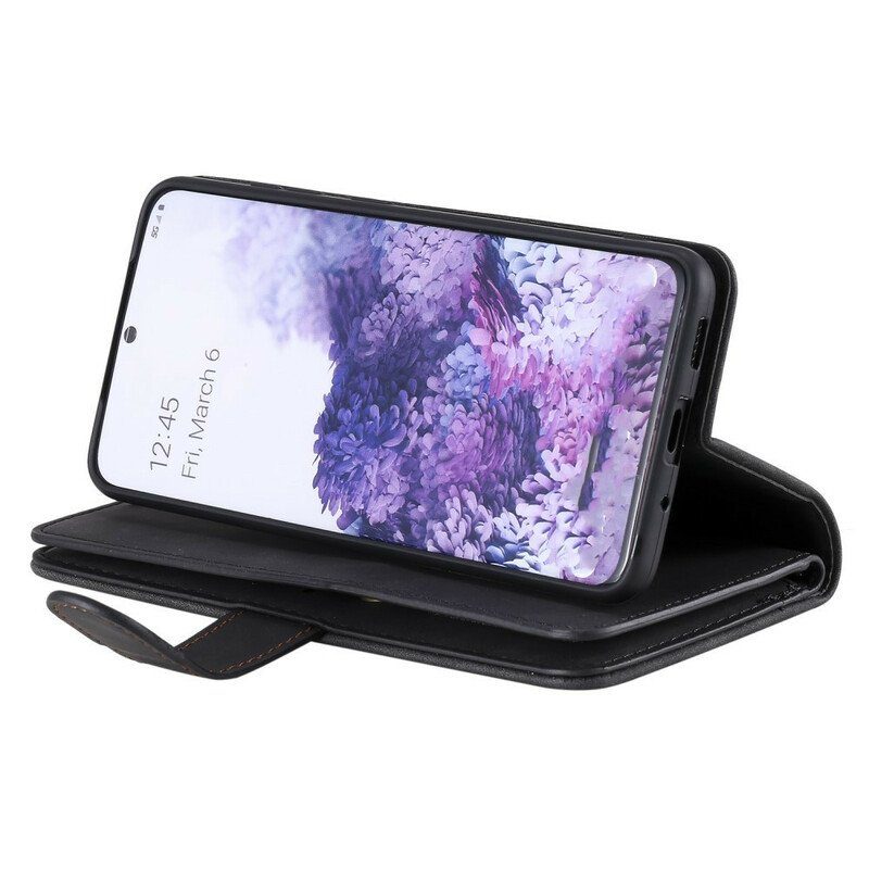 Folio-fodral Samsung Galaxy S20 Plus / S20 Plus 5G Förstärkta Konturer Ficka Med Dragkedja