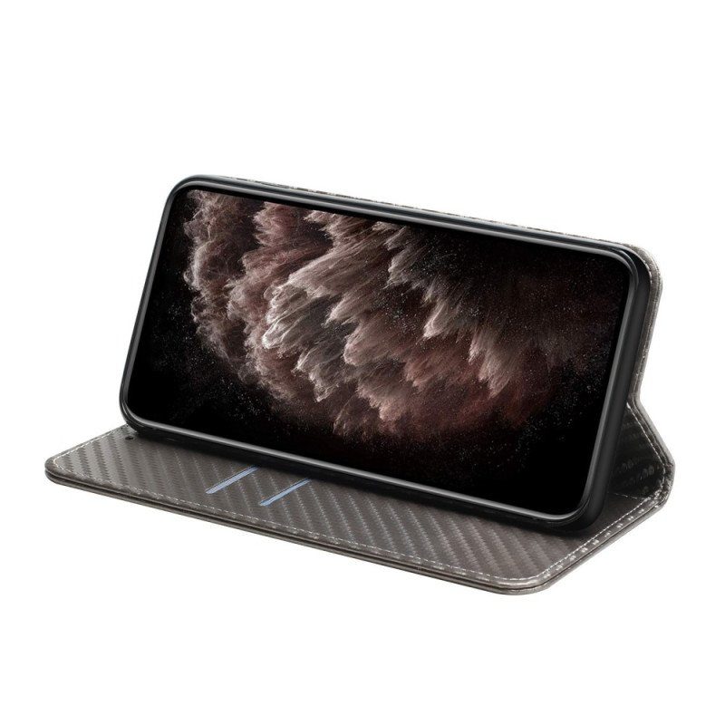 Folio-fodral Samsung Galaxy S23 5G Med Kedjar Läderfodral Strappy Carbon Fiber Style