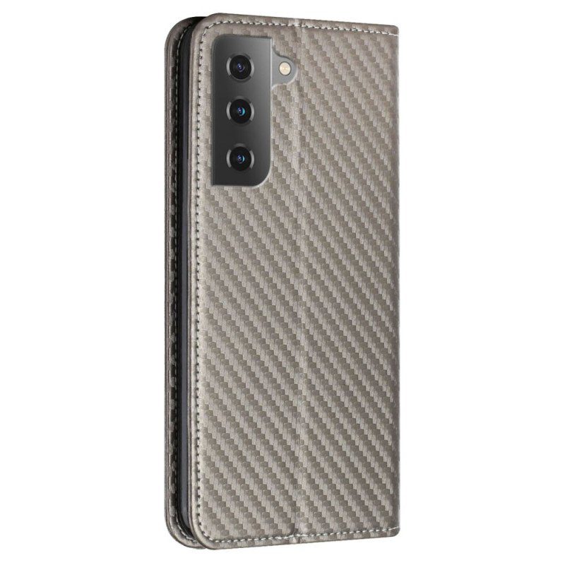 Folio-fodral Samsung Galaxy S23 5G Med Kedjar Läderfodral Strappy Carbon Fiber Style