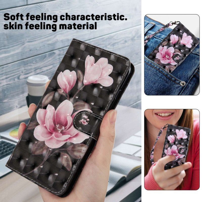 Folio-fodral Samsung Galaxy S23 5G Med Kedjar Strappy Blommig