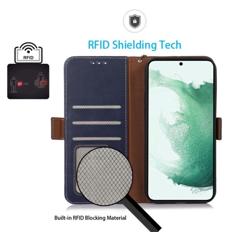 Folio-fodral Samsung Galaxy S23 5G Rfid-funktion I Äkta Läder