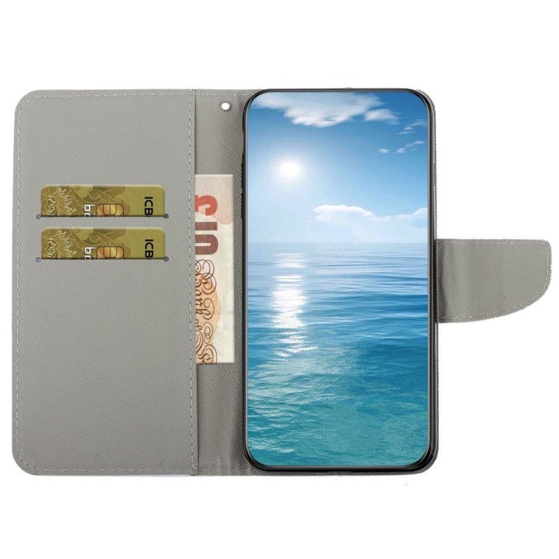 Folio-fodral Samsung Galaxy S23 Plus 5G Med Kedjar Fjärilar På En Rem