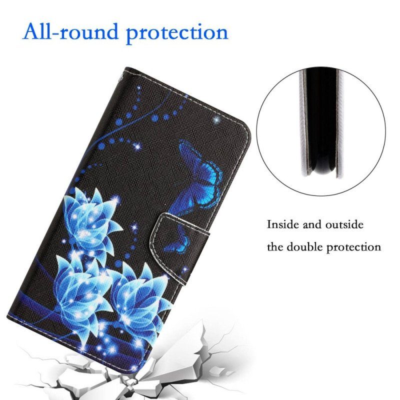 Folio-fodral Samsung Galaxy S23 Plus 5G Med Kedjar Fjärilar På En Rem