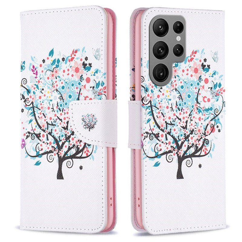 Folio-fodral Samsung Galaxy S23 Ultra 5G Blommande Träd