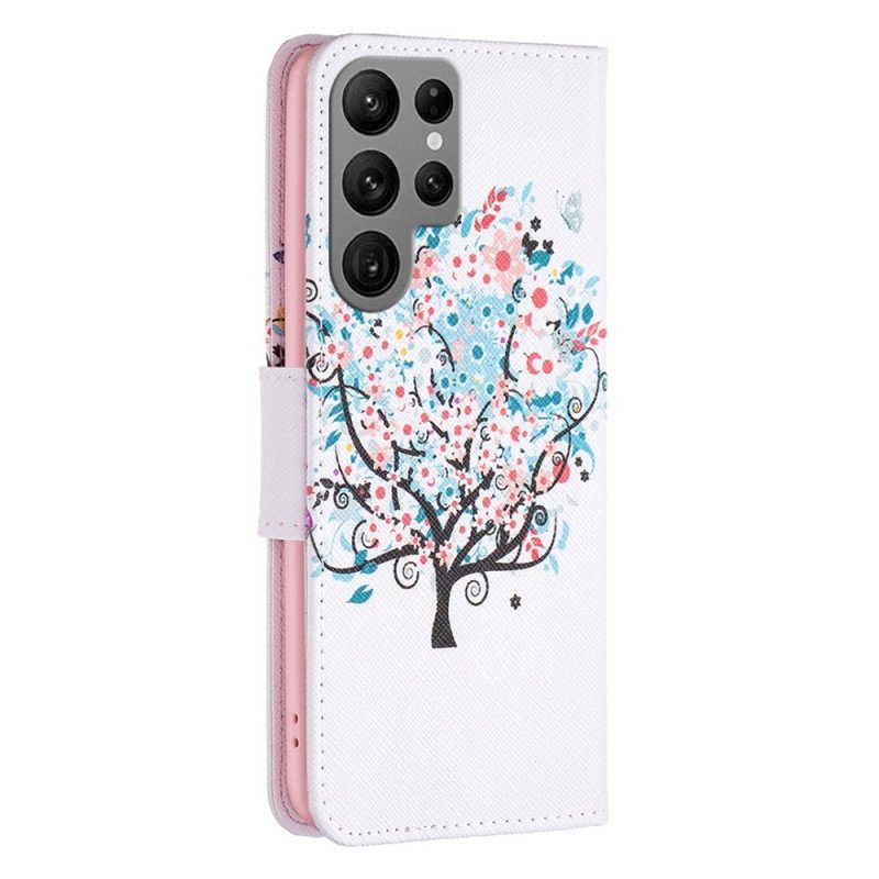 Folio-fodral Samsung Galaxy S23 Ultra 5G Blommande Träd