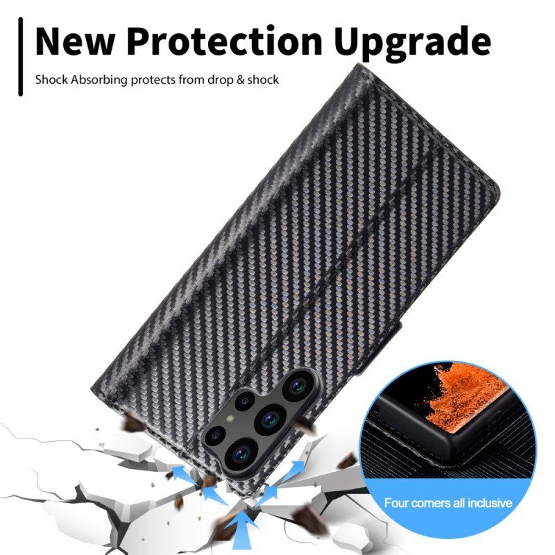 Folio-fodral Samsung Galaxy S23 Ultra 5G Läderfodral Kolfiber