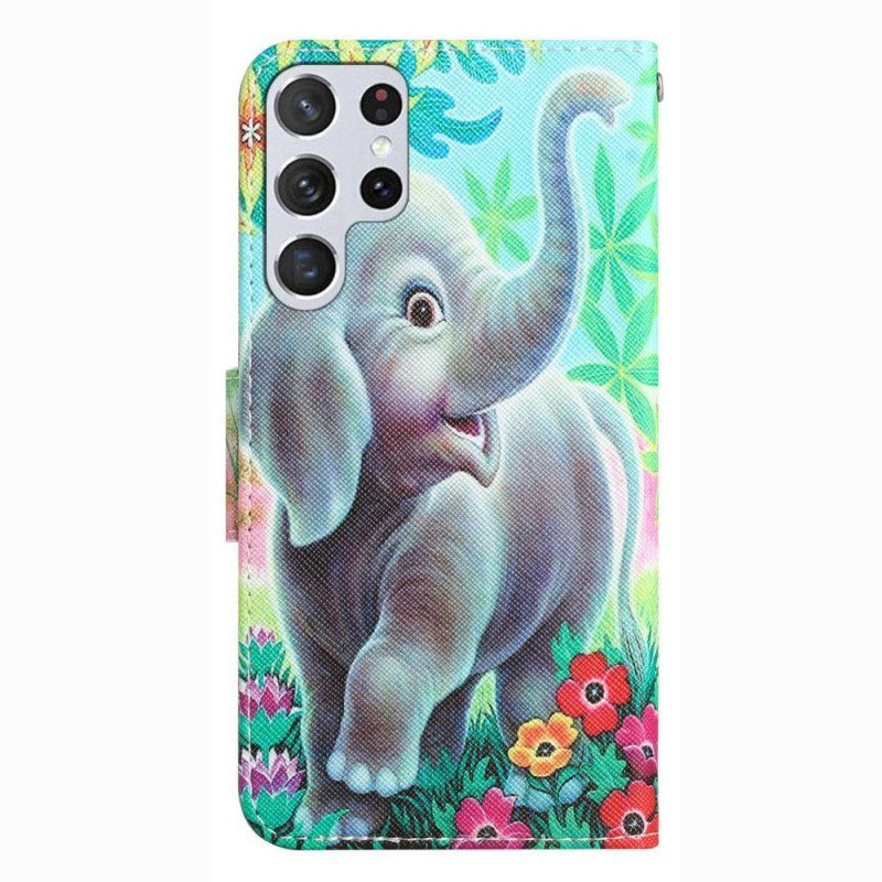 Folio-fodral Samsung Galaxy S23 Ultra 5G Med Kedjar Thong Elephant