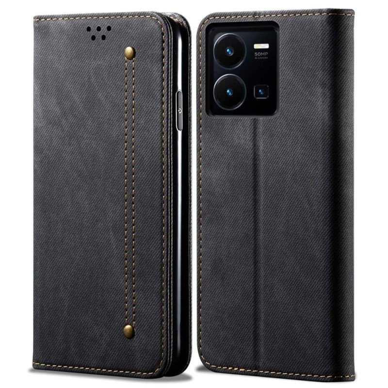 Folio-fodral Vivo Y22s Läderfodral Denim Tyg