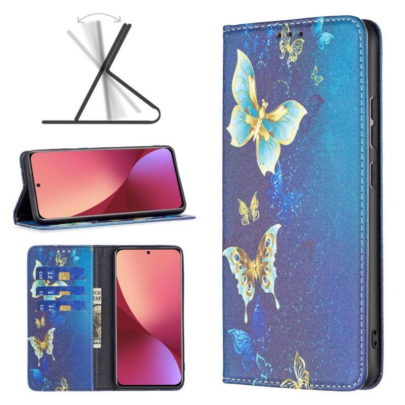 Folio-fodral Xiaomi 12 / 12X Läderfodral Färgglada Fjärilar
