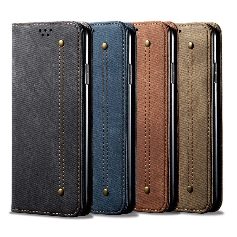 Folio-fodral Xiaomi 12 Pro Läderfodral Denim Tyg